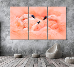 Pink Flamingos Animals Canvas Print Artesty 3 panels 36" x 24" 