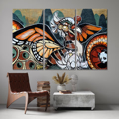 Colorful Graffiti Street Art Abstract Contemporary Abstract Art Print Artesty 3 panels 36" x 24" 