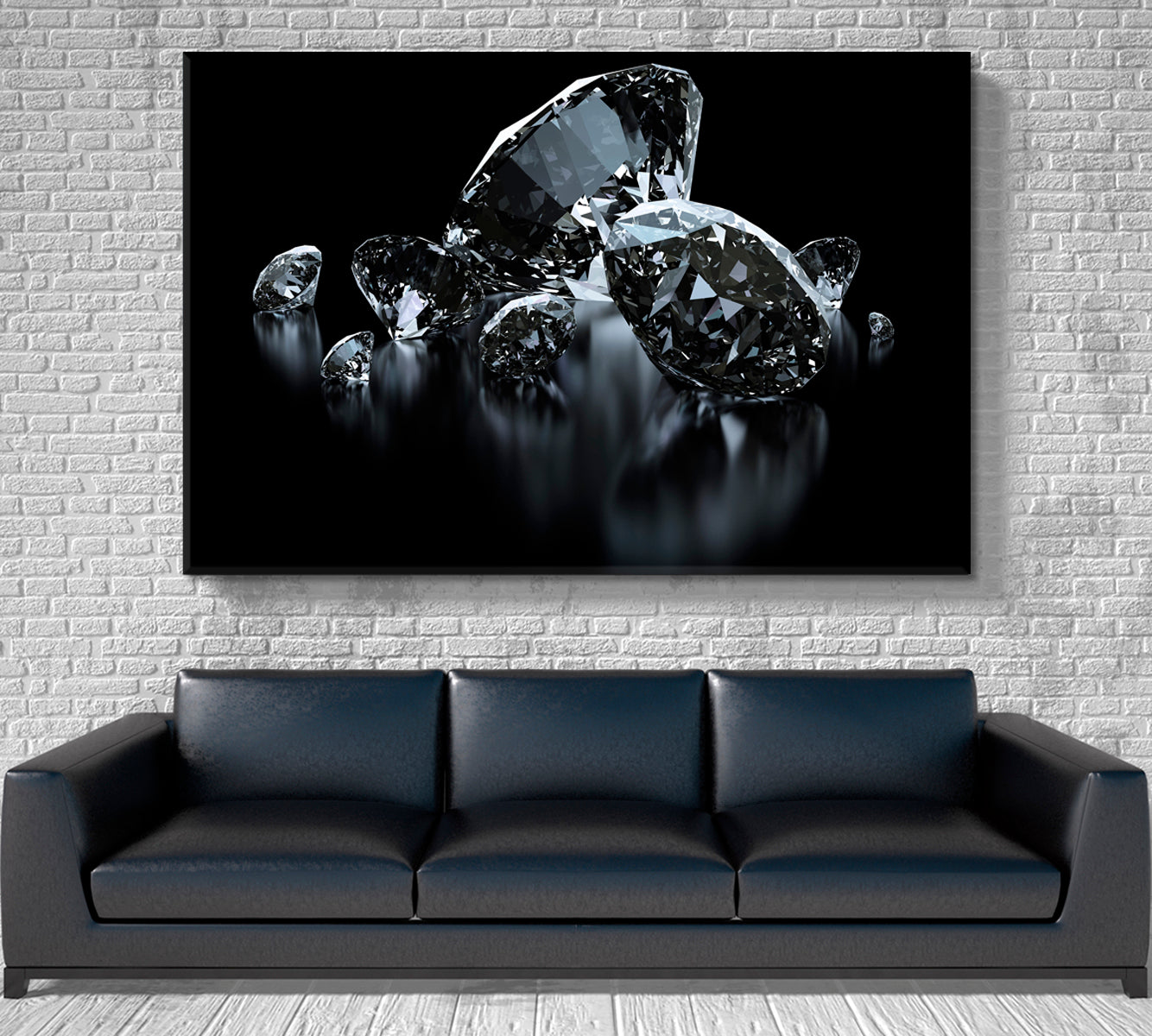 Beautiful Luxury Diamonds On Black Artwork Black and White Wall Art Print Artesty   