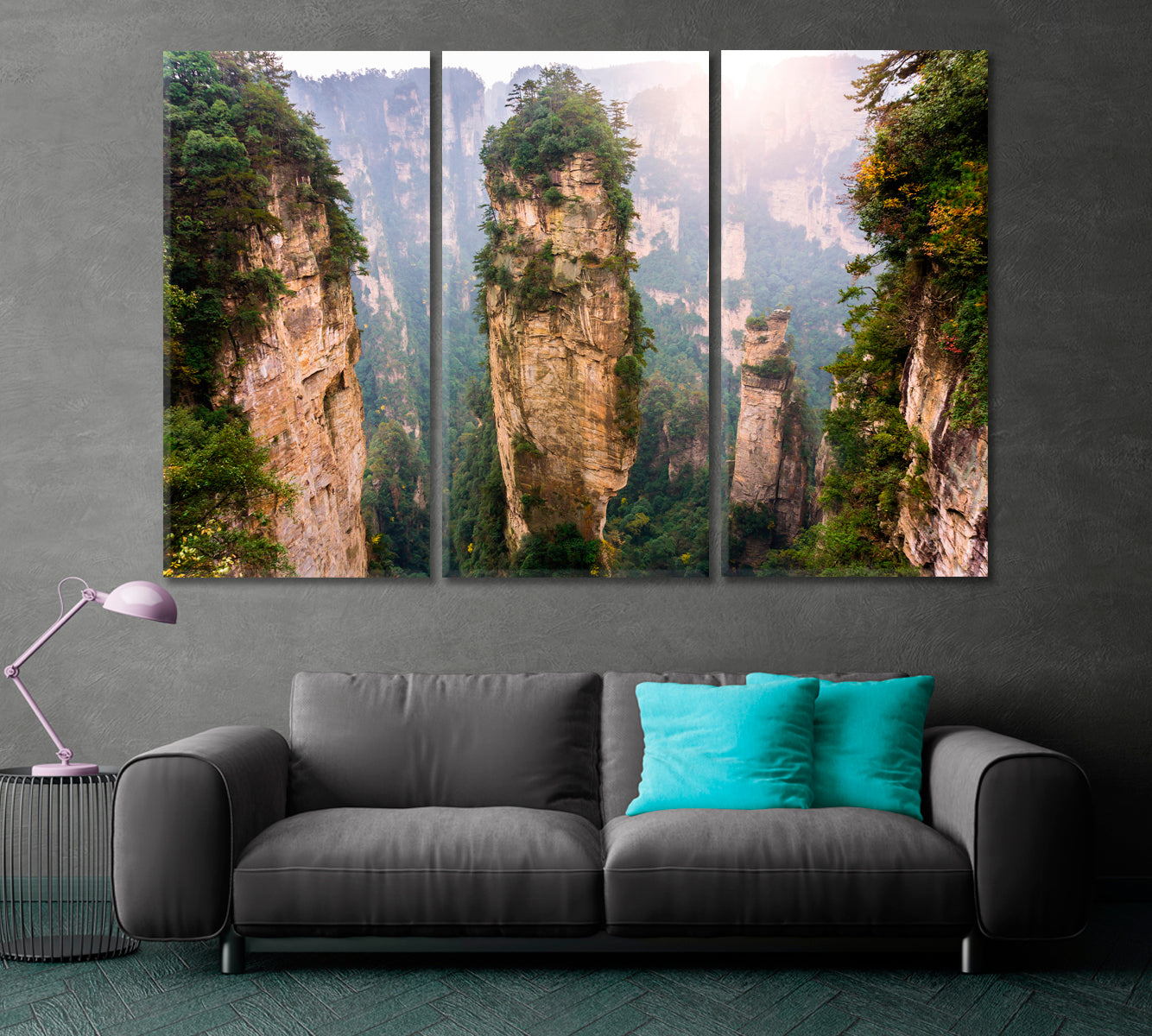 SHEER CLIFFS Mountains Zhangjiajie National Forest Park Nature Wall Canvas Print Artesty 3 panels 36" x 24" 