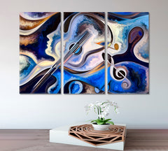 SOUL MELODY Vibrant Patterns Music Wall Panels Artesty 3 panels 36" x 24" 