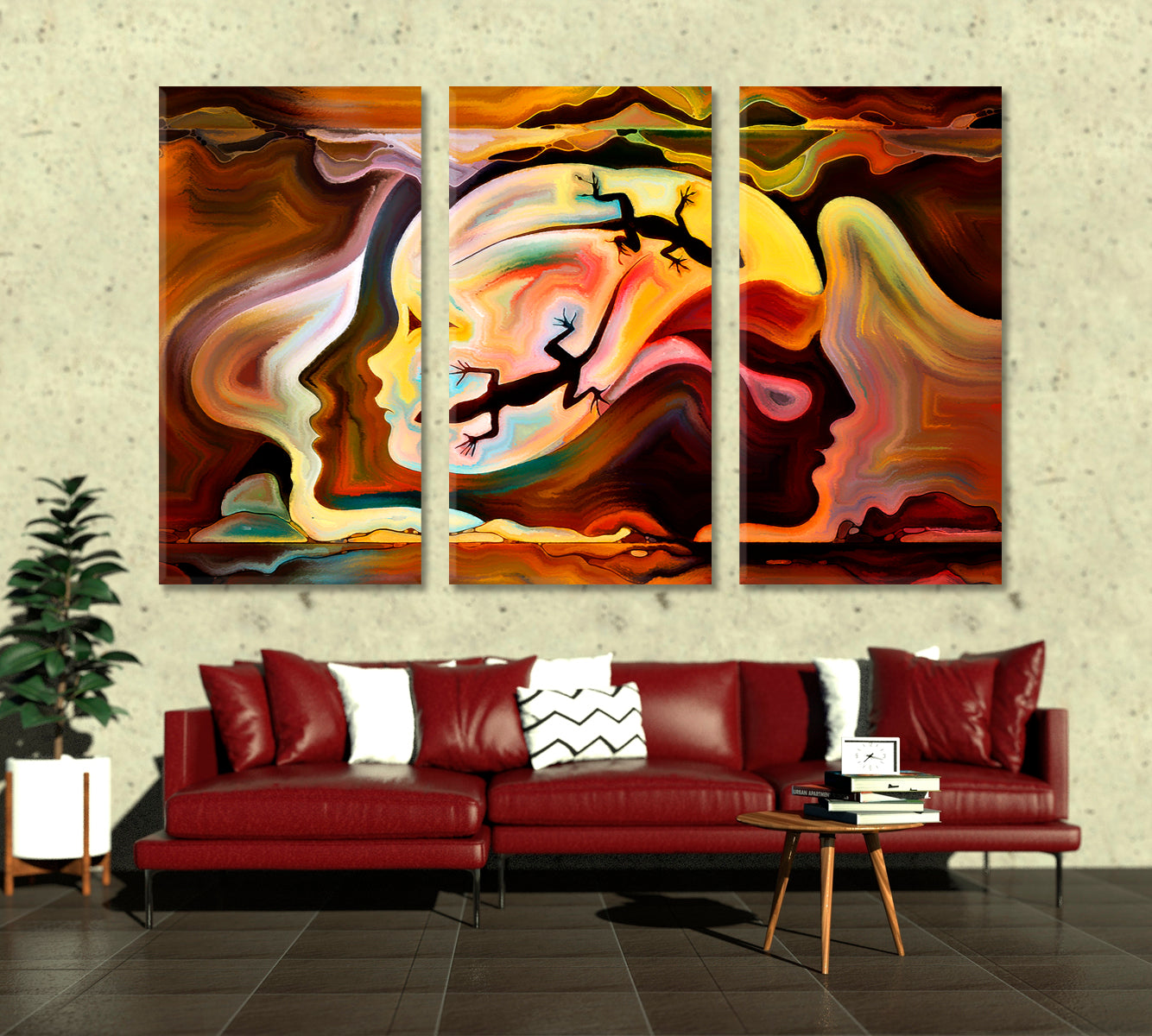 Modern Expressionism and Spirituality Consciousness Art Artesty 3 panels 36" x 24" 