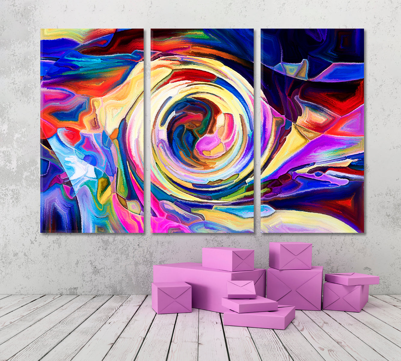 SWIRL Colors And Shapes Abstract Art Print Artesty 3 panels 36" x 24" 