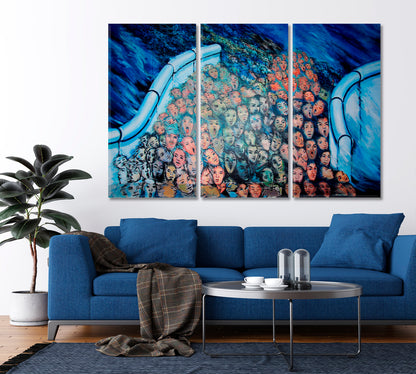 SEA OF HUMANITY Berlin World Largest Outdoor Art Gallery Graffiti Canvas Print Street Art Canvas Print Artesty 3 panels 36" x 24" 