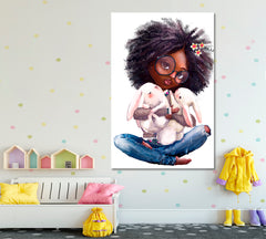 KIDS ART Cute Little Girls Sweet Kids Baby Nursery Home Room Decor Canvas Print | Vertical Kids Room Canvas Art Print Artesty   