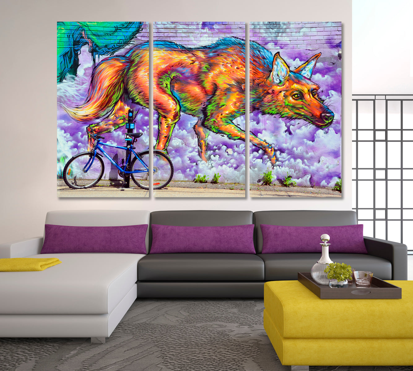 WOLFE Street Art Montreal Canada  Vibrant Graffiti Canvas Print Street Art Canvas Print Artesty   