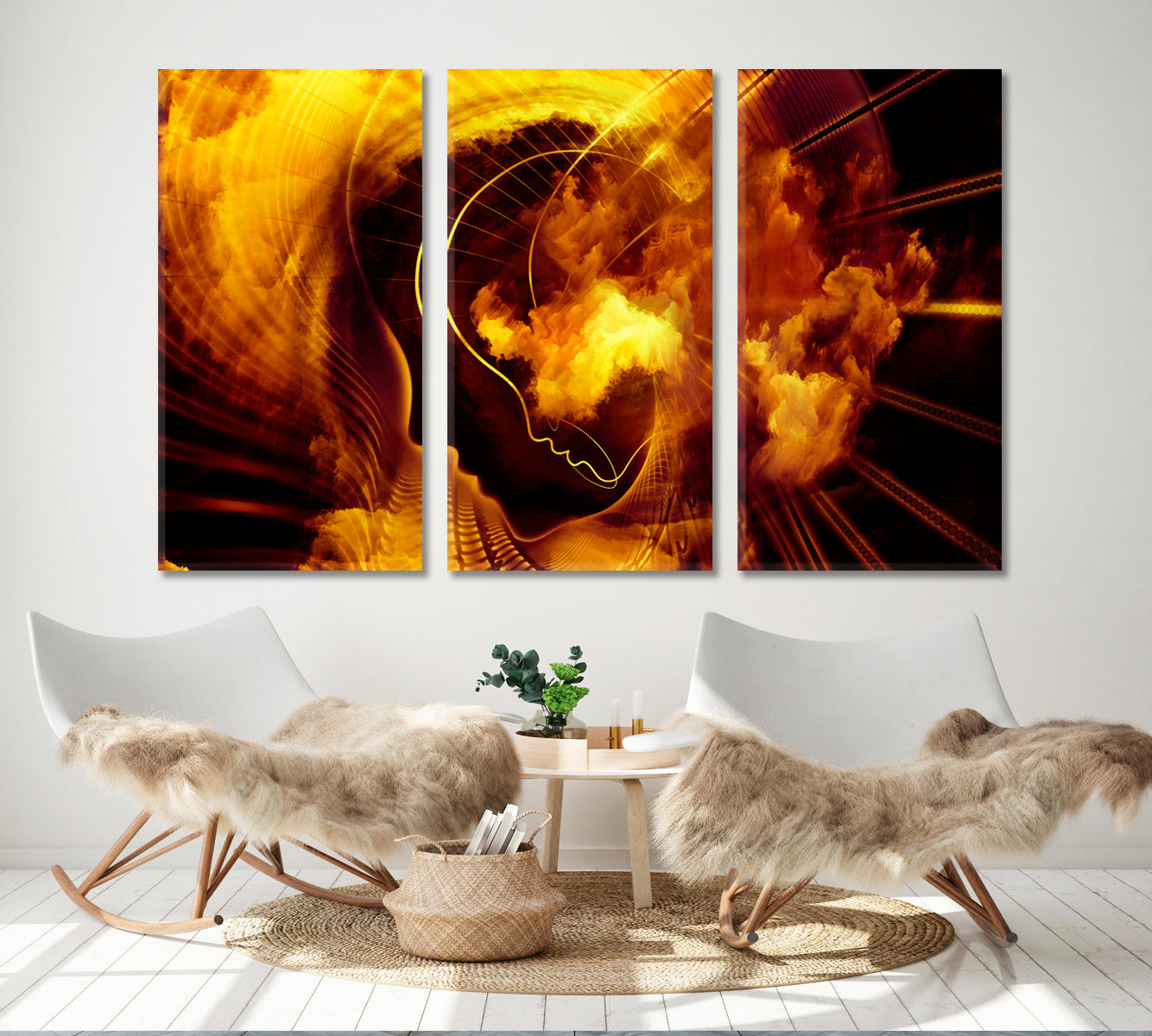 Abstract Fractal Forms Imagination Consciousness Art Artesty 3 panels 36" x 24" 