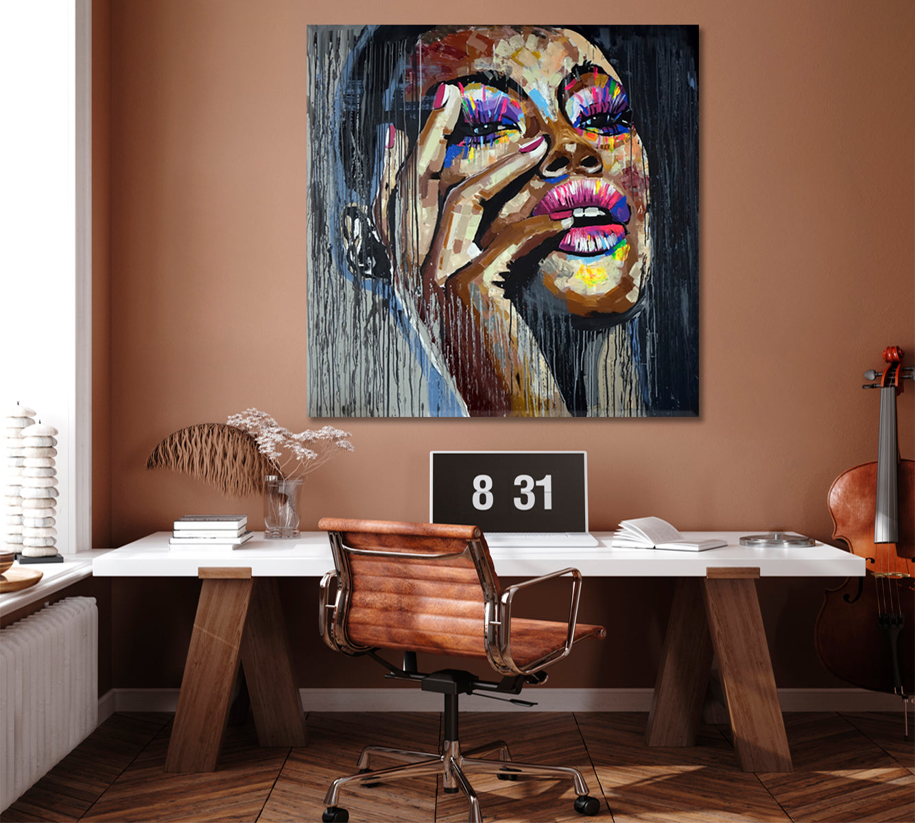 MISS REFINEMENT | Fine Art Portrait Woman Grunge Graffiti Style Canvas Print - Square People Portrait Wall Hangings Artesty   