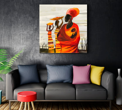 TRIBAL AFRICAN WOMAN WITH CHILD Africa Beautiful Painting African Style Canvas Print Artesty   