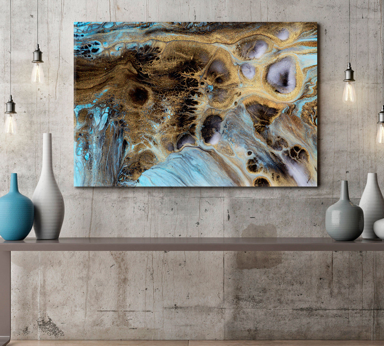 Modern Abstract Marble Acrylic Painting Fluid Art, Oriental Marbling Canvas Print Artesty 1 panel 24" x 16" 