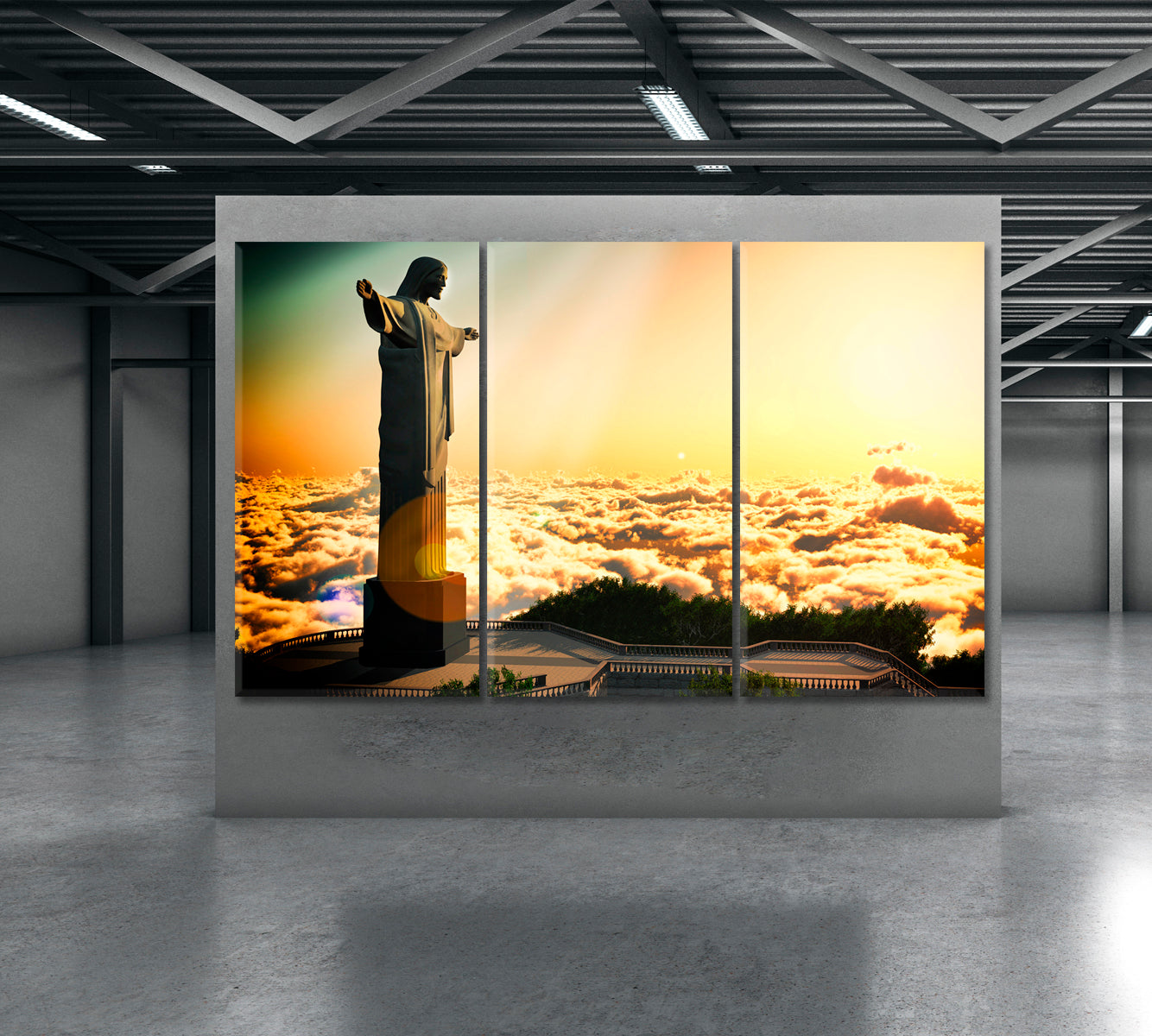 Statue Christ Redeemer Rio de Janeiro Canvas Print Famous Landmarks Artwork Print Artesty 3 panels 36" x 24" 