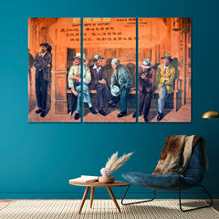 THE STORY Coming to British Columbia Vintage Affordable Canvas Print Artesty 3 panels 36" x 24" 