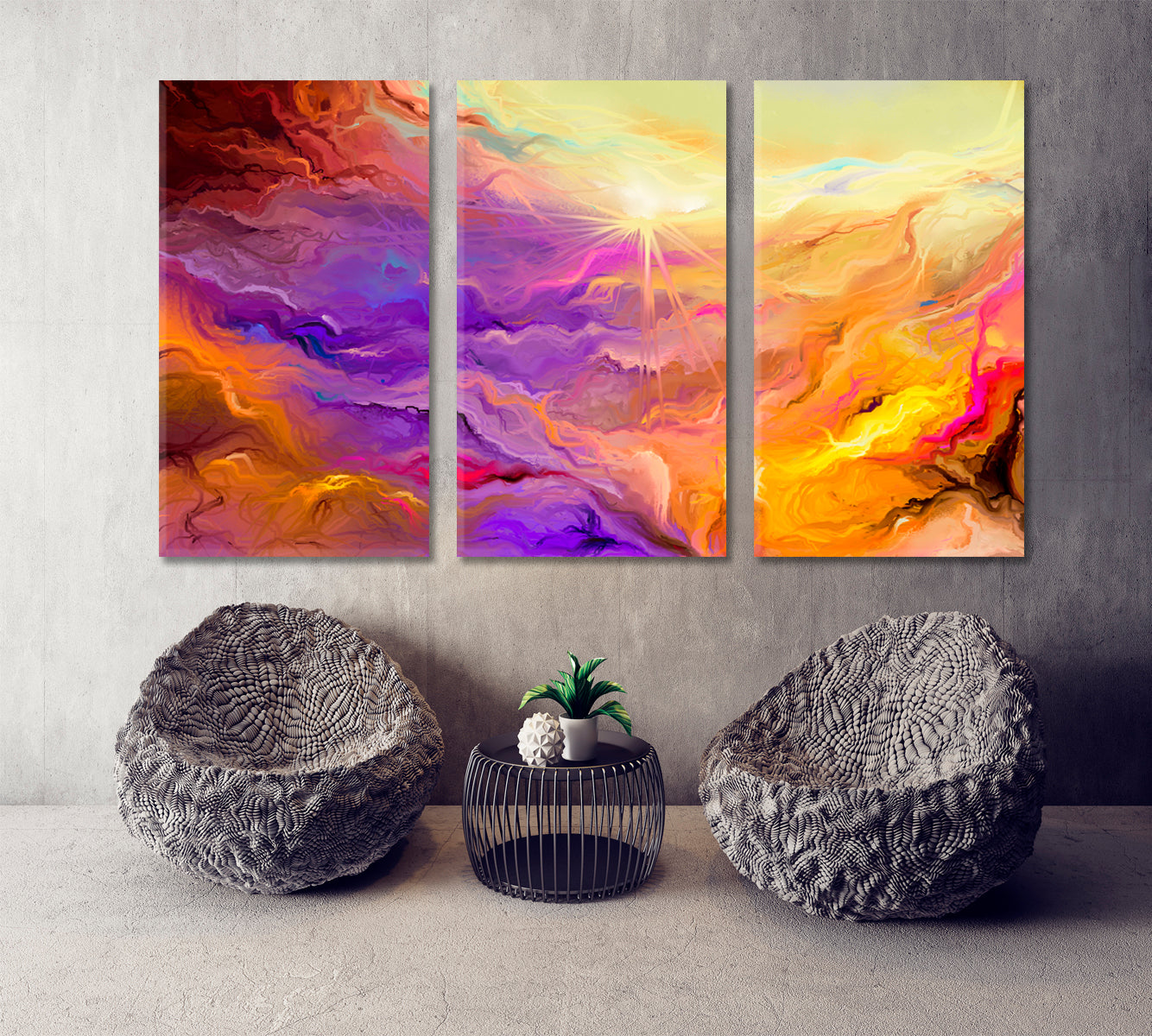 Color Motion Contemporary Art Artesty 3 panels 36" x 24" 