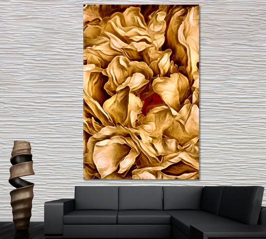 Peony Flower Petals Abstract Pattern Canvas Print - Vertical Abstract Art Print Artesty 1 Panel 16"x24" 