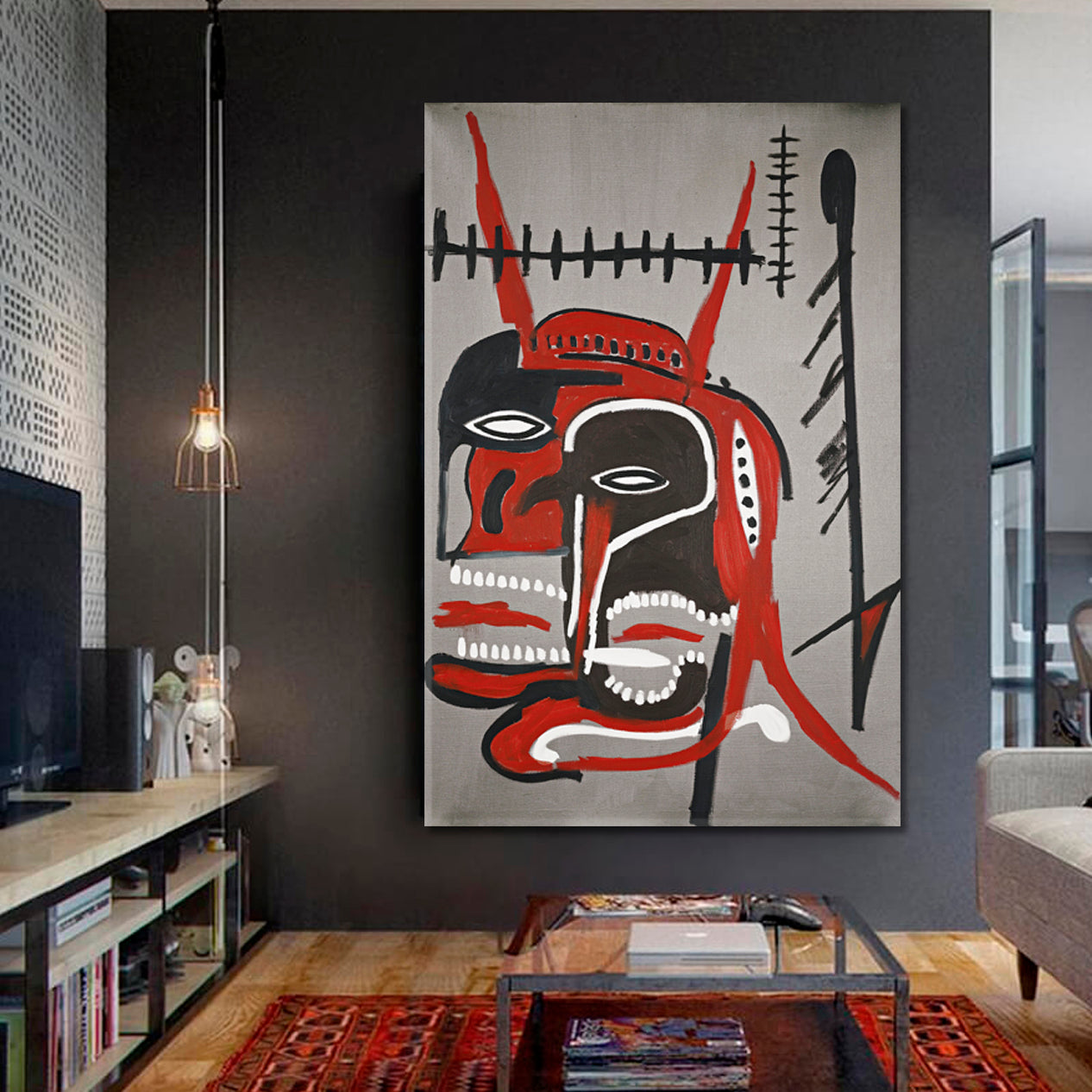 BASQUIAT STYLE HEADS Basquiat Sculs Canvas Print Wall Art - Vertical Contemporary Art Artesty   