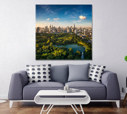 Lumpini Park Bangkok City Thailand Panoramic Landscape Famous Landmarks Artwork Print Artesty   