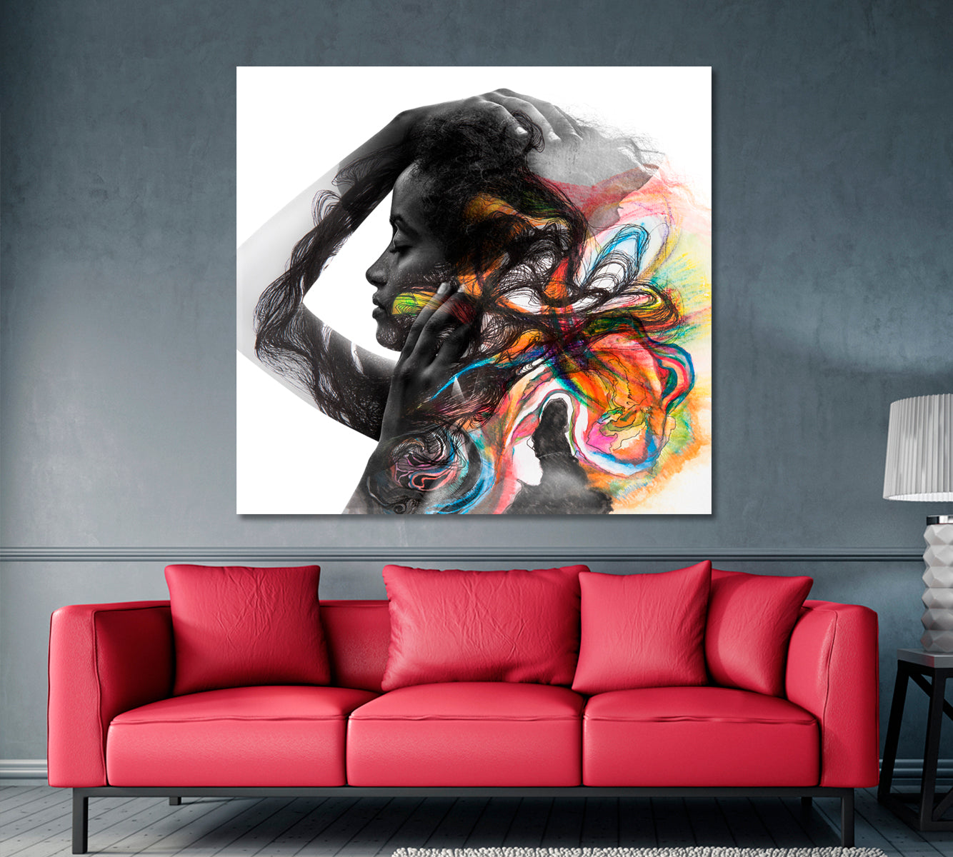 BURST OF COLORS ART PORTRAIT Beautiful Dark Skinned Woman Photo Art Artesty   