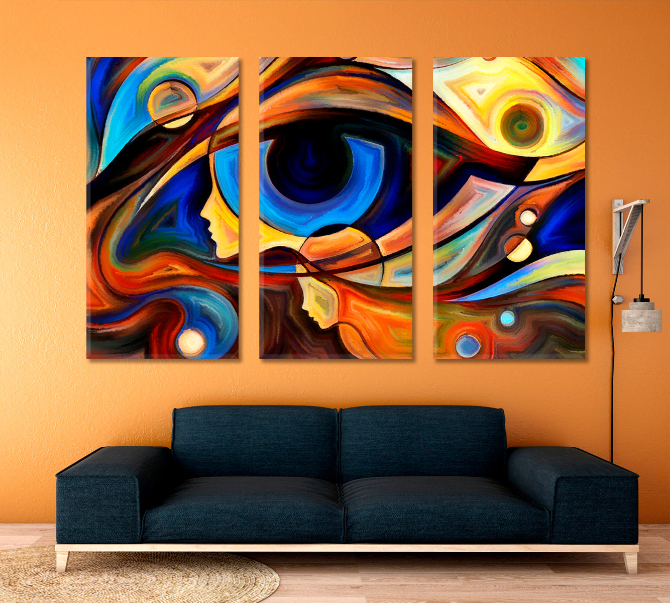 Eternal Human and Nature Contemporary Art Artesty 3 panels 36" x 24" 