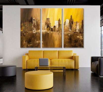 Abstract City Creative Modern Art Contemporary Art Cities Wall Art Artesty 3 panels 36" x 24" 