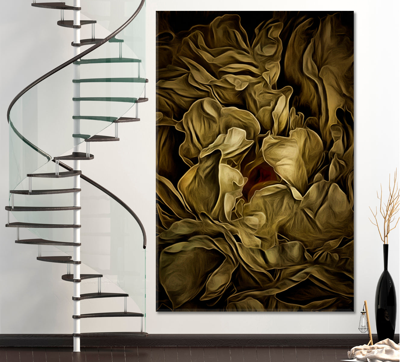 ABSTRACT Peony Flower Petals Pattern Canvas Print - Vertical Abstract Art Print Artesty 1 Panel 16"x24" 