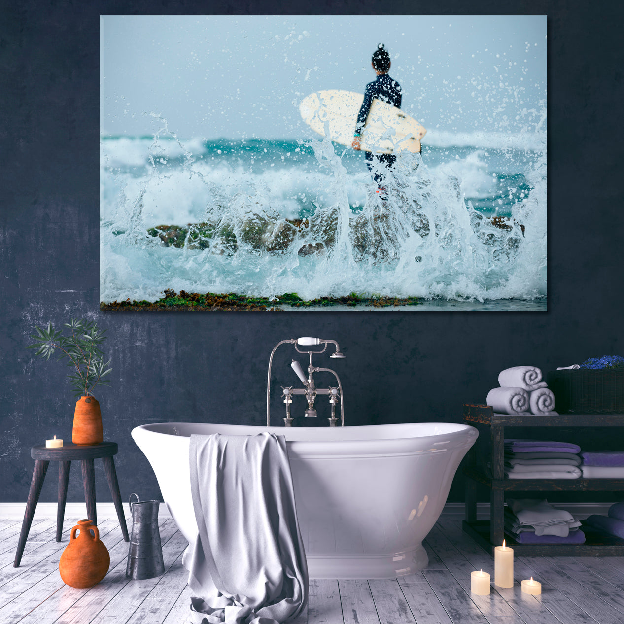 BIG WAVES Surf Wild Ocean Surfer Surfboard Motivation Sport Poster Print Decor Artesty   