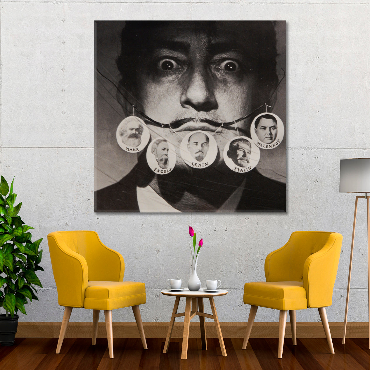 Salvador Dali B & W Abstract Portrait Celebs Canvas Print Artesty   