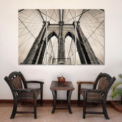 Brooklyn Bridge New York City USA Architecture Famous Landmarks Artwork Print Artesty 3 panels 36" x 24" 