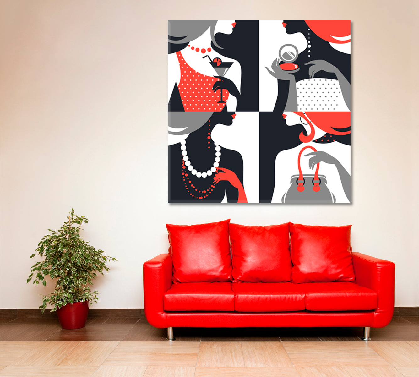 Pop Art Beautiful Fashion Woman Silhouettes Fashion Canvas Print Artesty   