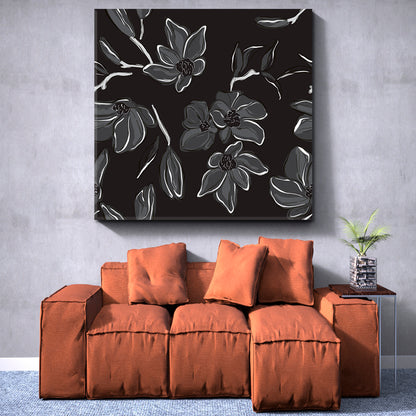 Black & White Floral Black and White Wall Art Print Artesty   