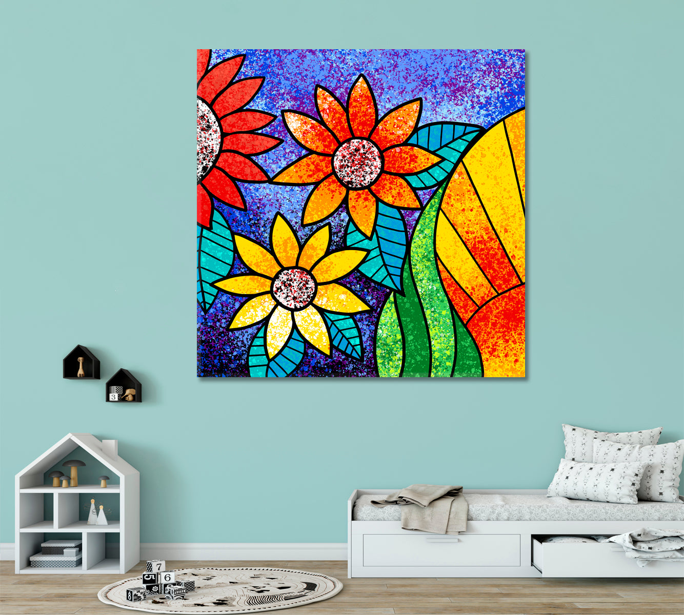 Colorful Flowers Abstract Floral Pattern Floral & Botanical Split Art Artesty   