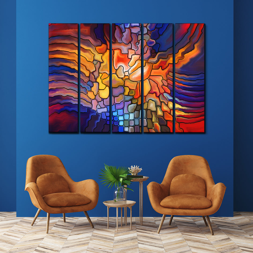 Abstract Romantic Abstract Art Print Artesty 5 panels 36" x 24" 