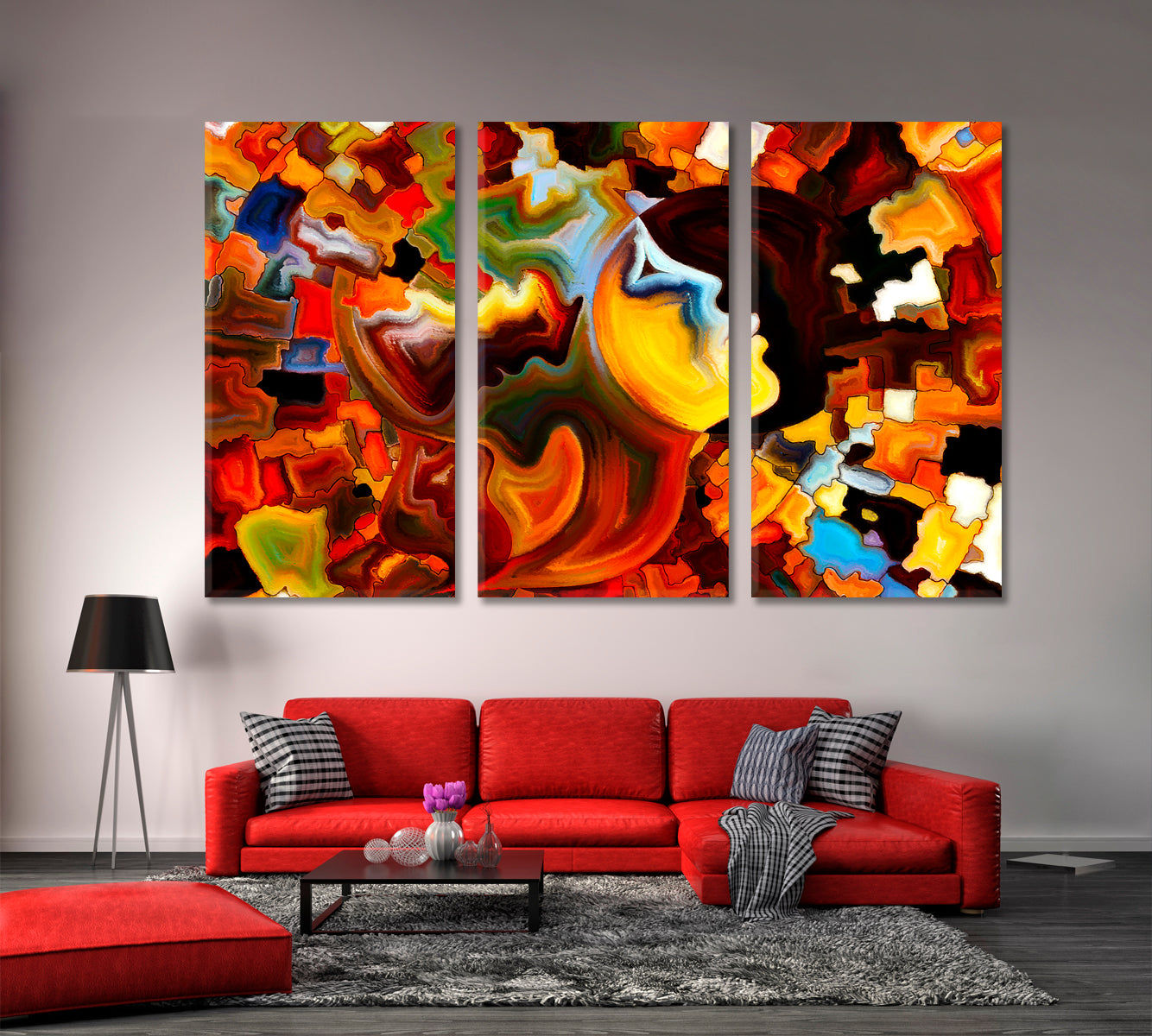 Colors And People Contemporary Art Artesty 3 panels 36" x 24" 