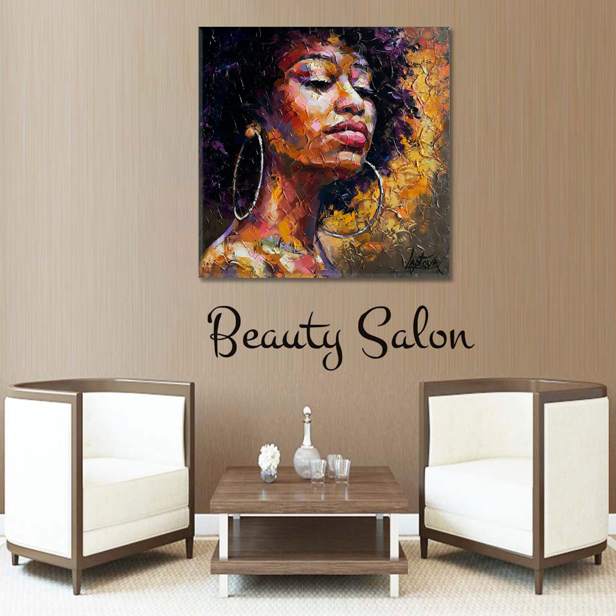 GODDESS COURAGE  Female Inner Beauty and Wisdom African Woman - Square Panel African Style Canvas Print Artesty   