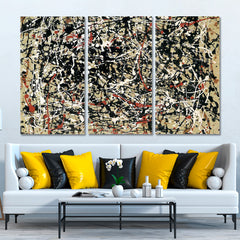 COLORFUL CENTERPIECES Jackson Pollock Style Drip Painting Abstract Art Print Artesty 3 panels 36" x 24" 