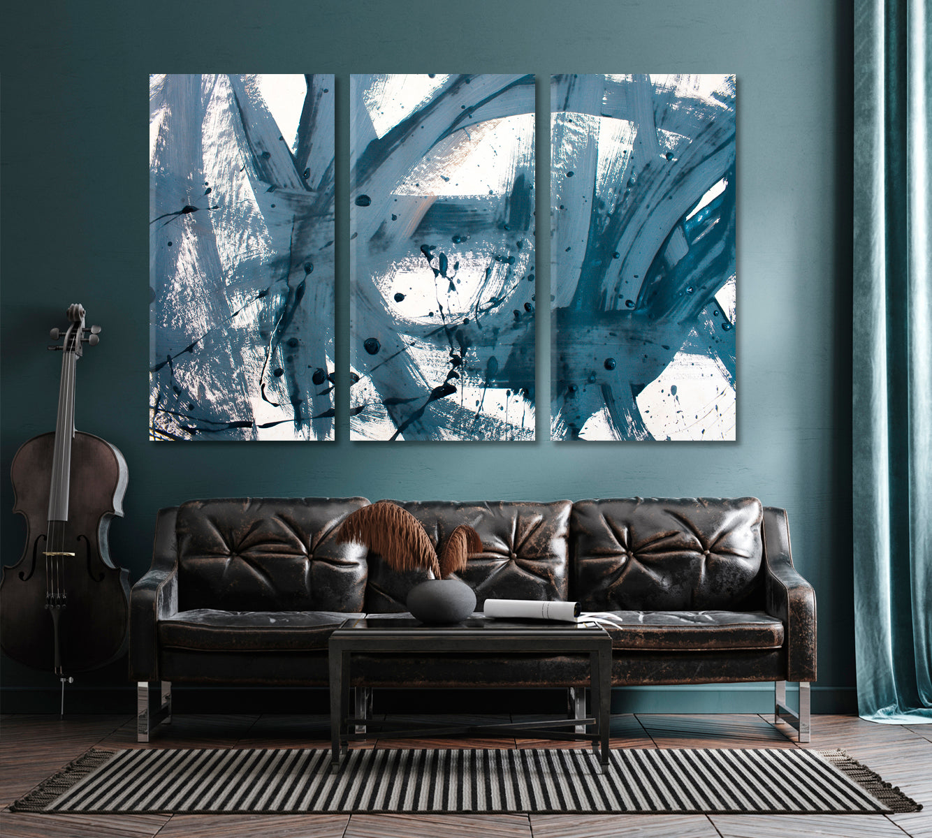 Gray On White Contemporary Abstract Artistic Brush Stroke Painting Contemporary Art Artesty 3 panels 36" x 24" 