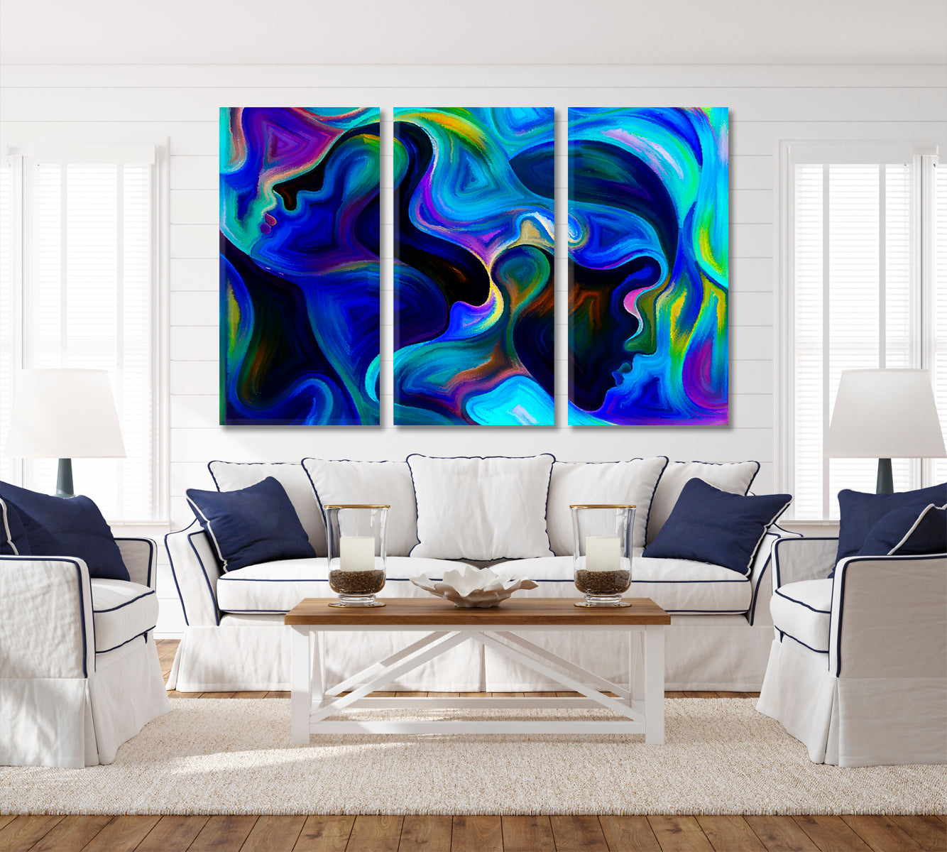 Split Consciousness Abstract Design Contemporary Art Artesty 3 panels 36" x 24" 