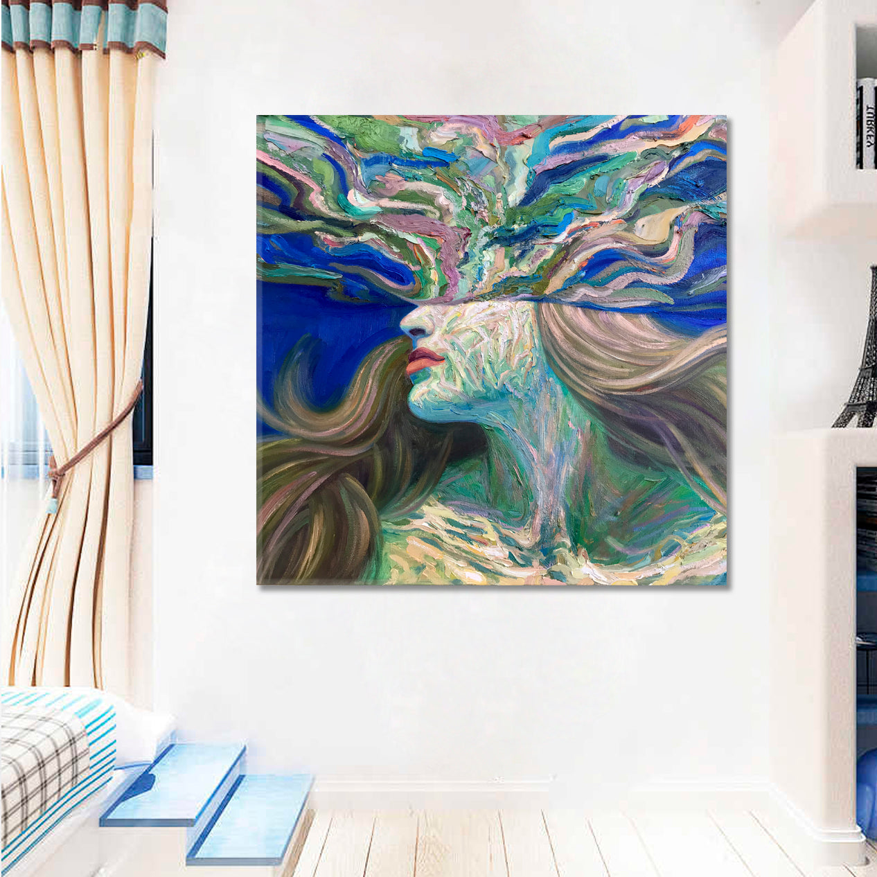 CONTEMPORARY Underwater Wave Ripple of Water Woman | Square Fine Art Artesty   
