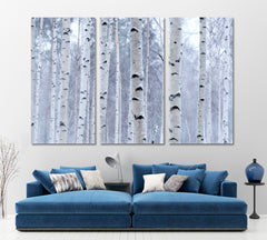 Birch Trees Forest Nature Wall Canvas Print Artesty 3 panels 36" x 24" 
