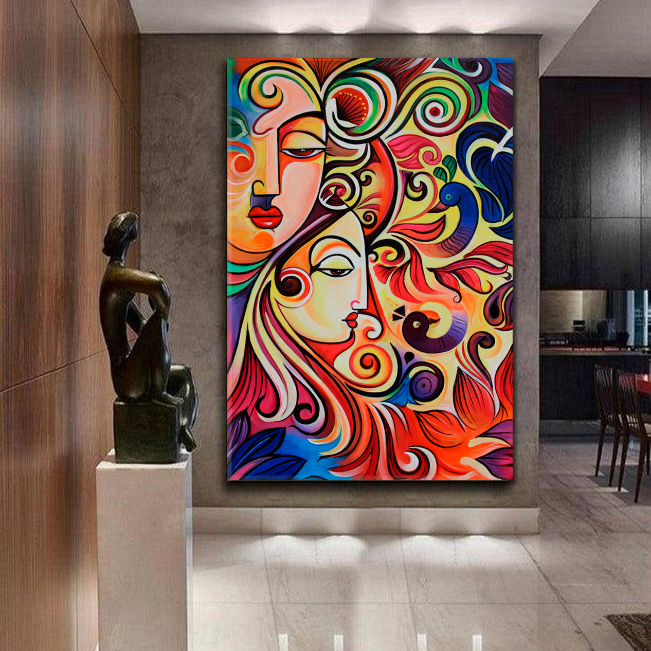 God Radha Krishna Hindu Abstract Religious Modern Art Artesty   