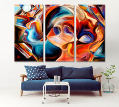 Lovers And Universe Abstract Art Print Artesty 3 panels 36" x 24" 