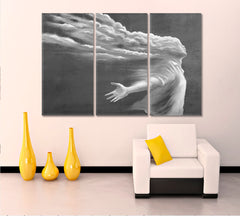 TOWARD THE WIND Spiritual Freedom Dream Happiness Concept Surreal Art Surreal Fantasy Large Art Print Décor Artesty 3 panels 36" x 24" 