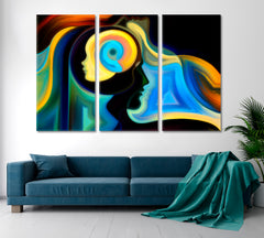 Abstract Allegory Consciousness Art Artesty 3 panels 36" x 24" 