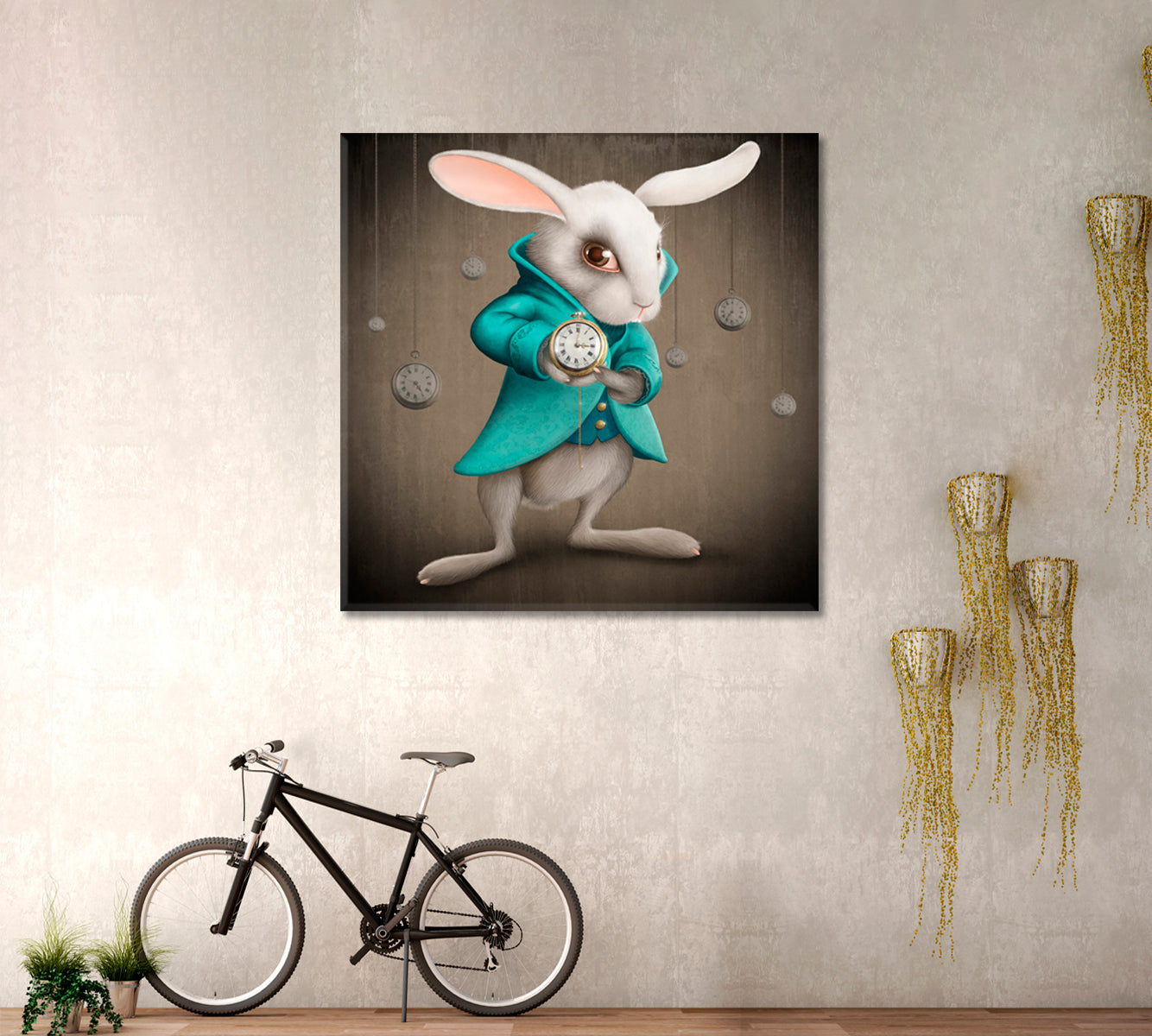 Alice's Adventures in Wonderland White Rabbit Clock KIDS ROOM FANTASY | S Kids Room Canvas Art Print Artesty   