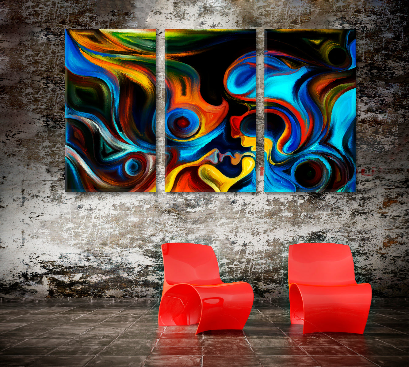 Welcome To Where Love Takes Flight Abstract Art Print Artesty 3 panels 36" x 24" 