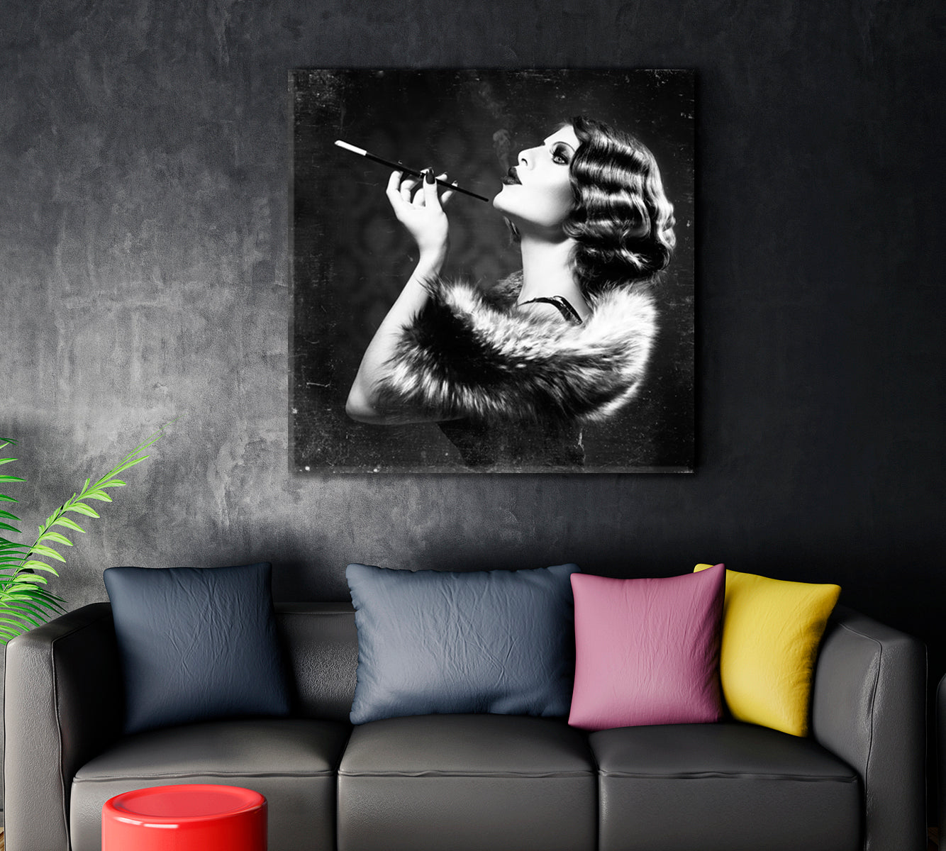 RETRO B & W Vintage Style Old Fashion Woman Vintage Affordable Canvas Print Artesty   