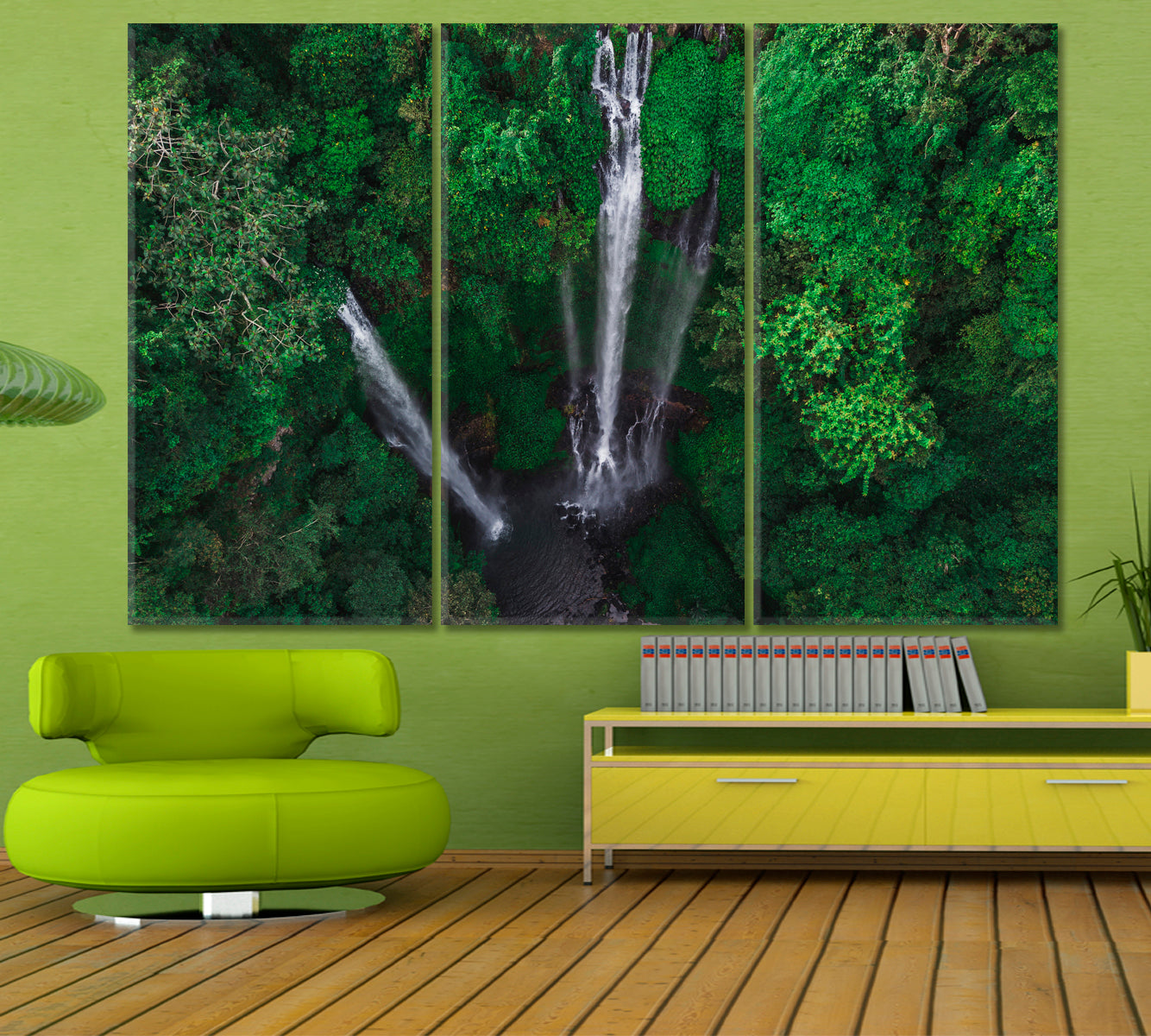 Tropical Jungle Rainforest Famous Sekumpul Waterfalls Bali Indonesia Picturesque Landscape Canvas Print Nature Wall Canvas Print Artesty   