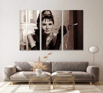 Audrey Celebs Canvas Print Artesty 3 panels 36" x 24" 