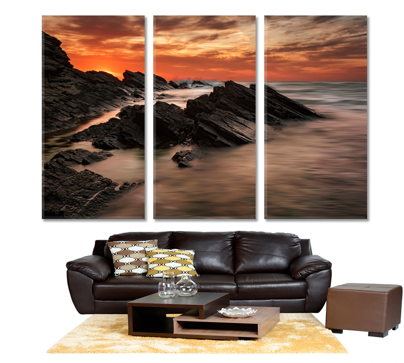 MORNING Colorful Sunrise Scenery Landscape Fine Art Print Artesty 3 panels 36" x 24" 