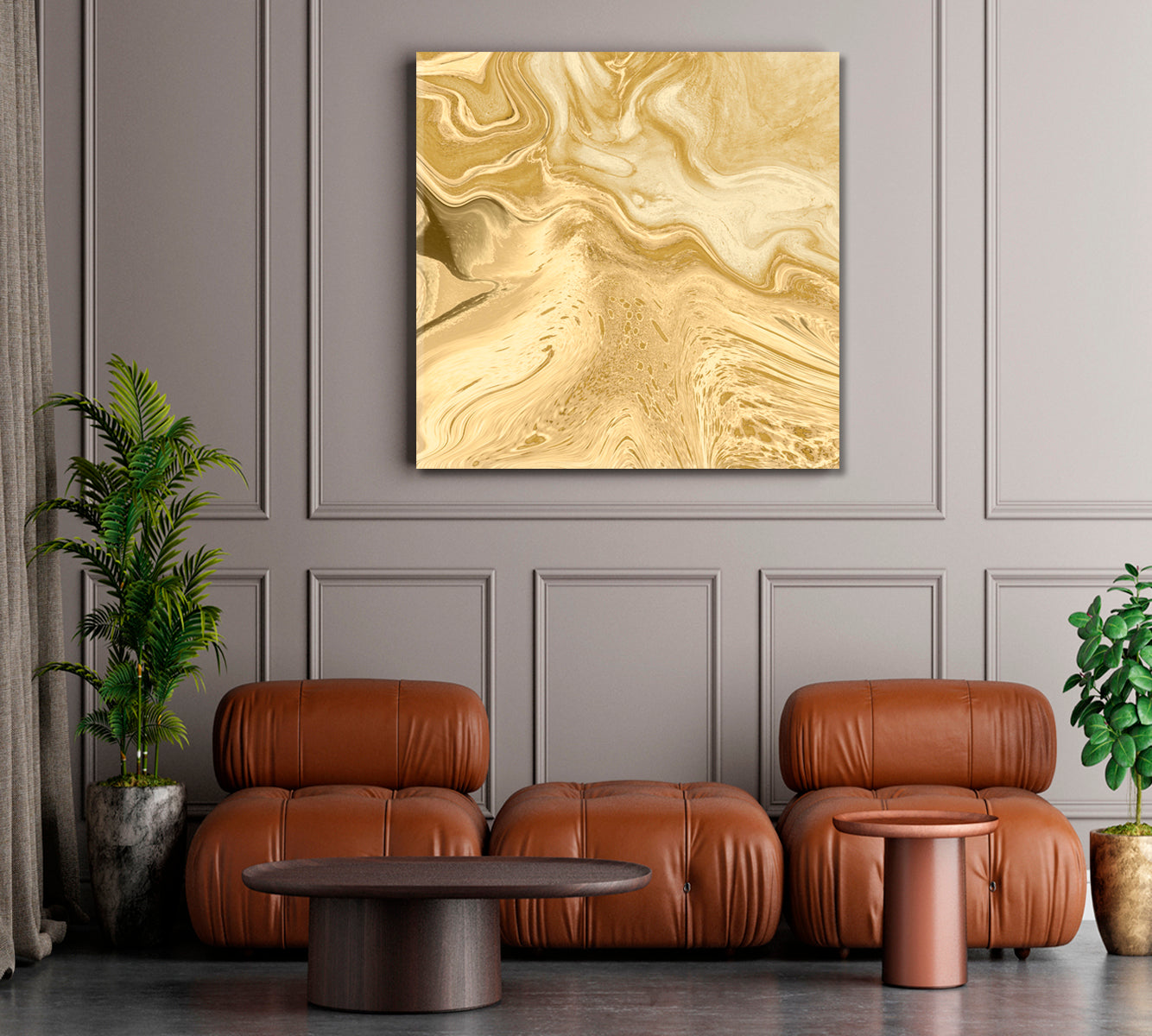 Decorative Marble Abstract Painting Earth Tones Fluid Art, Oriental Marbling Canvas Print Artesty   