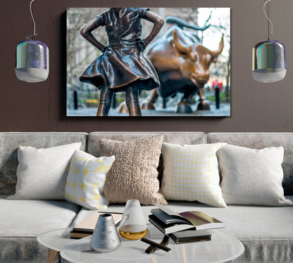 Fearless Girl & Charging Bull Symbol of Wealth Famous Landmarks Artwork Print Artesty   